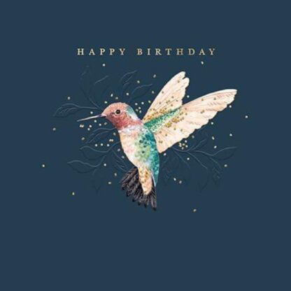 General Female Open Birthday Card for Women - Colourful Hummingbird with Embossed Foil