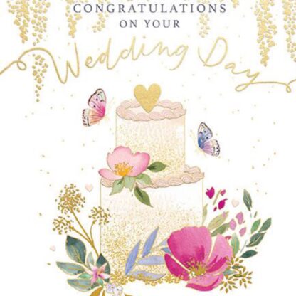 Wedding greetings card happy couple embossed foil detail